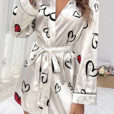 Robe de chambre coeur satinée