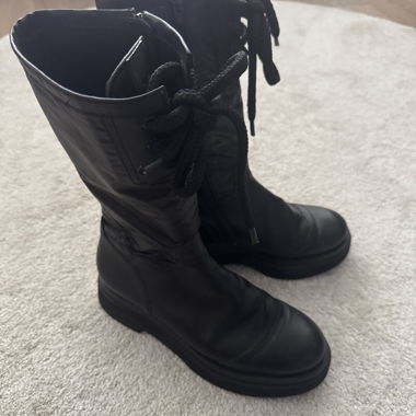 högl - Black Lace-Up Boots Leather