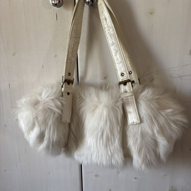 White Faux Fur Handbag