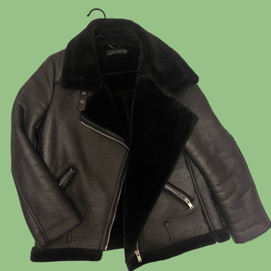 ZARA Woman black biker jacket with fur