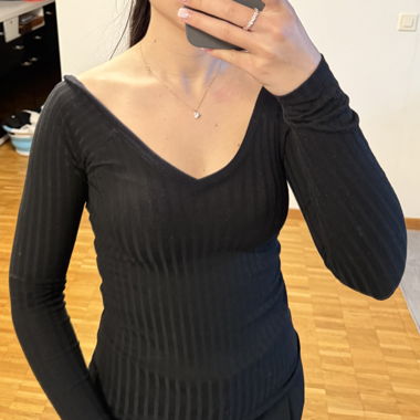 Zara top noir côtelé, taille S