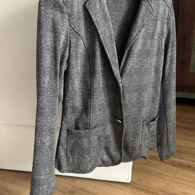 grey black plaid blazer