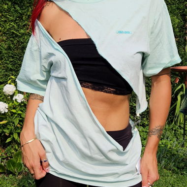 Tshirt upcyclé turquoise MMIC