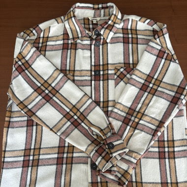 Surchemise Koton à carreaux beige et bordeaux