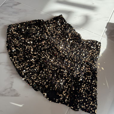 Black Sequin Mini Skirt from Italy size M