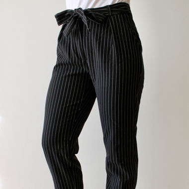 Pantalon en tissu, rayé, noir