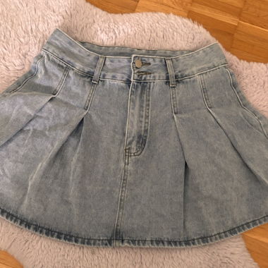 Denim Pleated Skirt