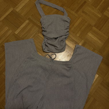 Ribbed-knit set grey