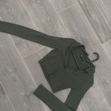 Dark green long-sleeve shirt