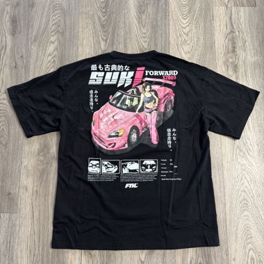 T-Shirt Y2K nero con stampa dell’auto L