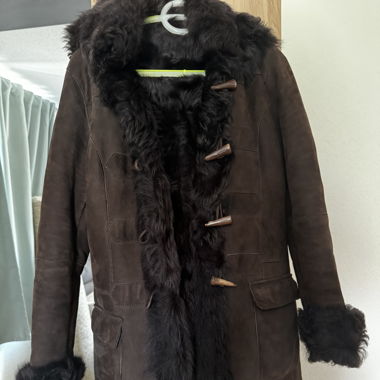 Real leather fur coat
