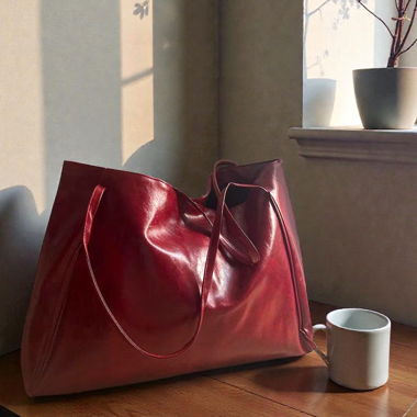 New burgundy soft leather shoulder bag