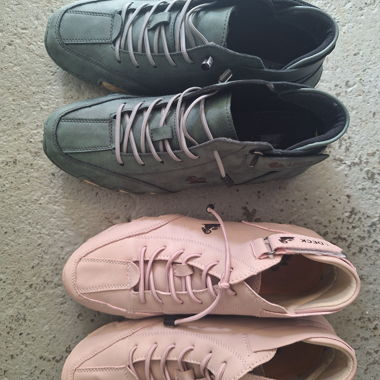 Barfussschuhe in Rosé und grün