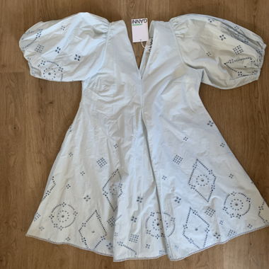GANNI Blue Sky Embroidered Lace Dress