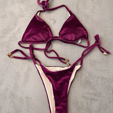 Purple Velvet Bikini Set
