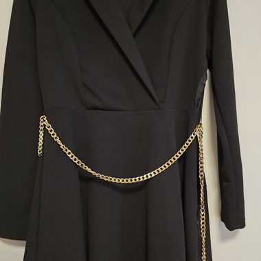 Black blazer dress with chain