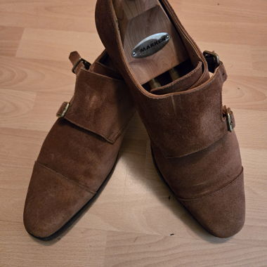 Chaussures à double bride Monk en daim marron Crockett & Jones