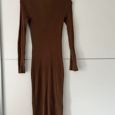 VILA braunes geripptes Strickkleid S