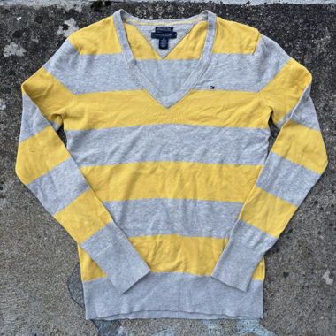 Maglione a righe Tommy Hilfiger grigio e giallo