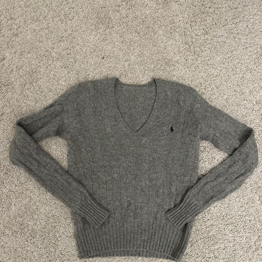 Grauer Polo Ralph Lauren Wollpullover Damen