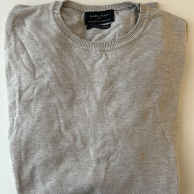 Maglione Zara beige/grigio chiaro in seta, cotone e cachemire