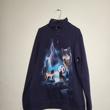 Maglione stampato con illustrazione di lupo
