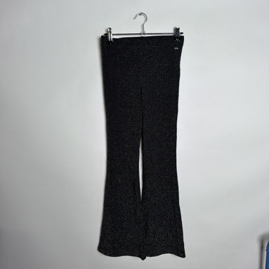 Pantalon évasé à paillettes noires