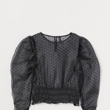 Bluse mit Puffärmeln durchsichtig