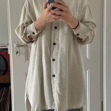 Zara Oversized Beige Lyocell Long Shirt S