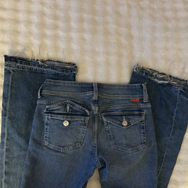 Pantalon Schlaghose taille basse style années 2000 en denim