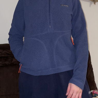 Pull polaire Columbia bleu avec capuche