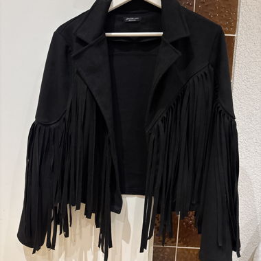 Schwarze Fransenjacke 