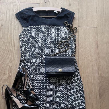 Marella black and white fitted dress 