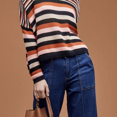 Pull rayé en laine mérinos