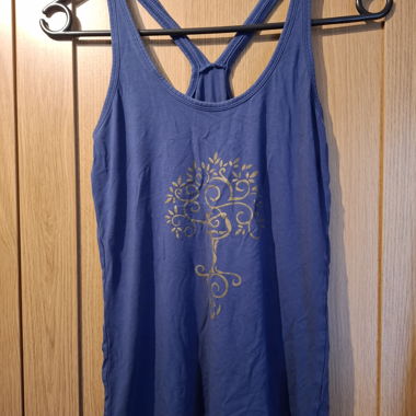Top da donna blu con stampa