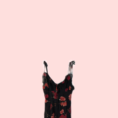 Long black dress with red flowers