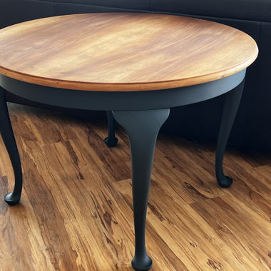 Round beautiful wooden side table black 90/63