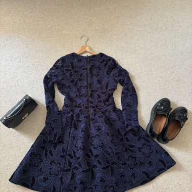 Navy floral lace skater dress