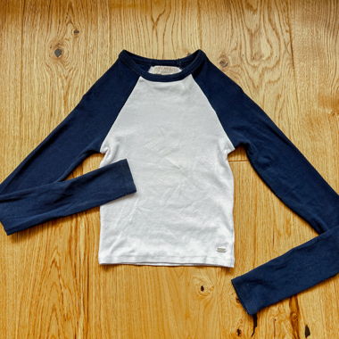 Pull&Bear long-sleeve shirt blue-white XS