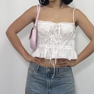 Zara white poplin top with bows