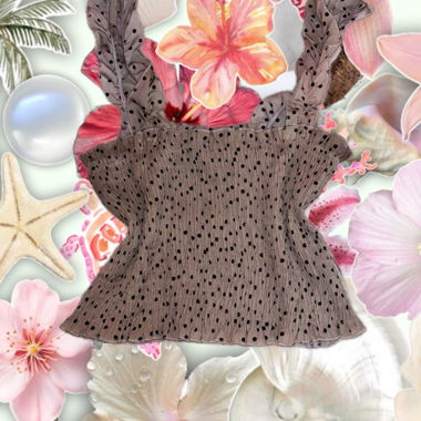 Beige Dot-Crop-Top
