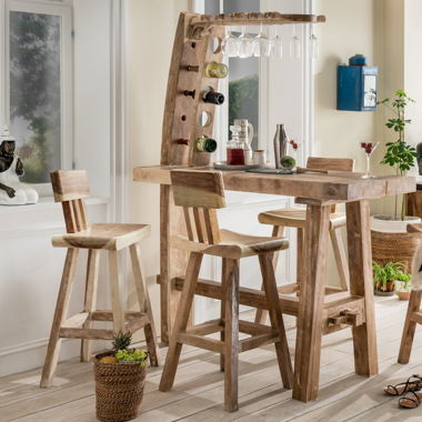 Massivholz Bar Moritz mit 4 Barsessel 
