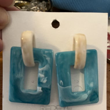 Teal statement earrings 