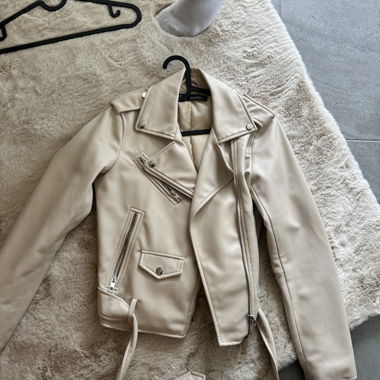 Beige Faux Leather Jacket