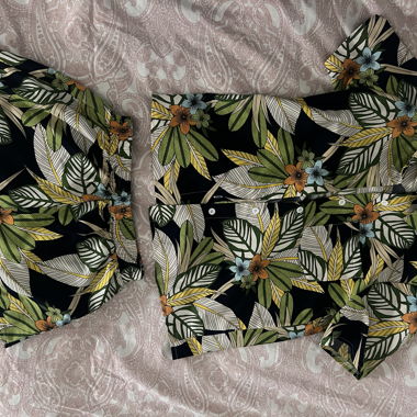 Blumen-3-teiliger Tube-Top, Shorts, Bluse