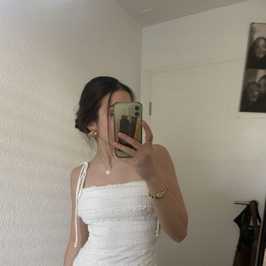 white ruffle dress