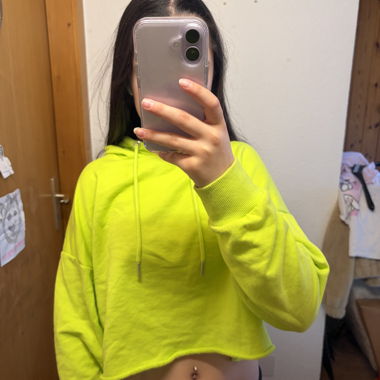 Cropped Fluorescent Green Hoodie