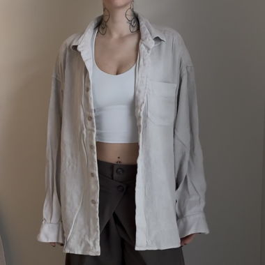 Camicia Oversize in Lino Bianca
