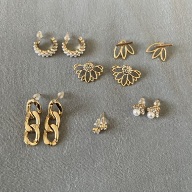 6 Paar Ohrringe – goldfarben, Modeschmuck