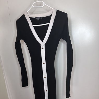Kleid Schwarz-weiss lang